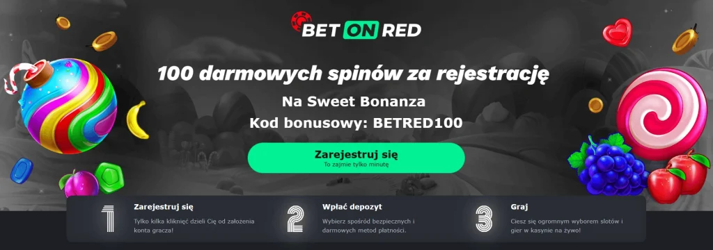 Betonred 100 datmowych spinow za rejestracje