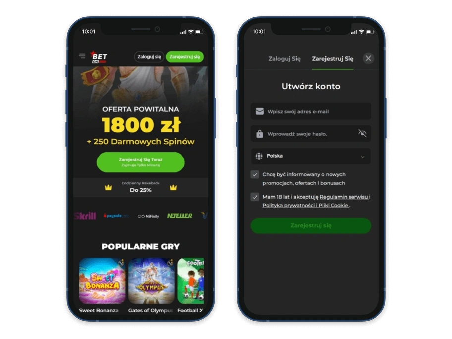 Betonred Oferta Powitalna 1800 zl + 250 darmowych spinow